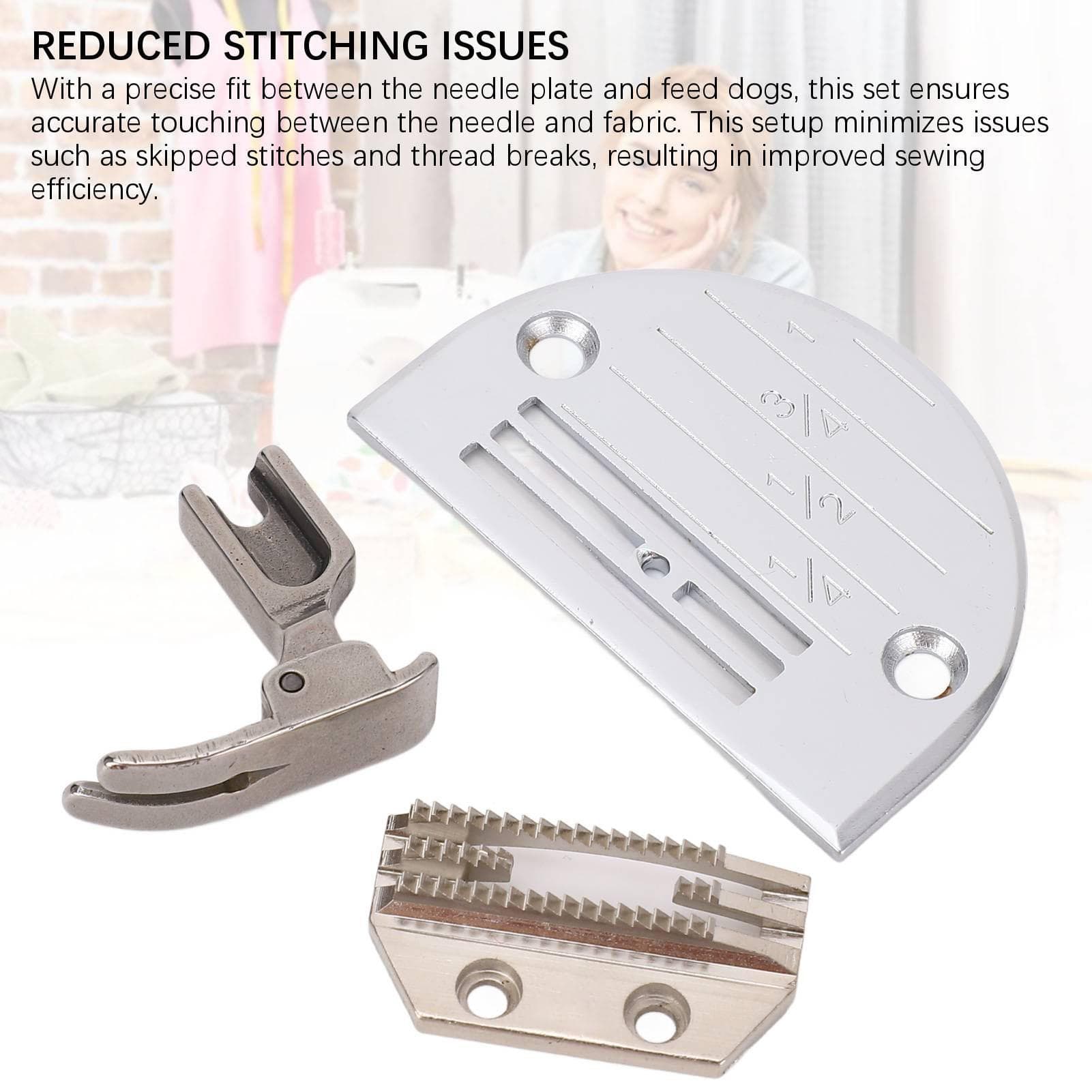 Industrial Sewing Machine Needle Plate Feed Dog Presser Foot Set FD502803 XDN18T P351 Stainless