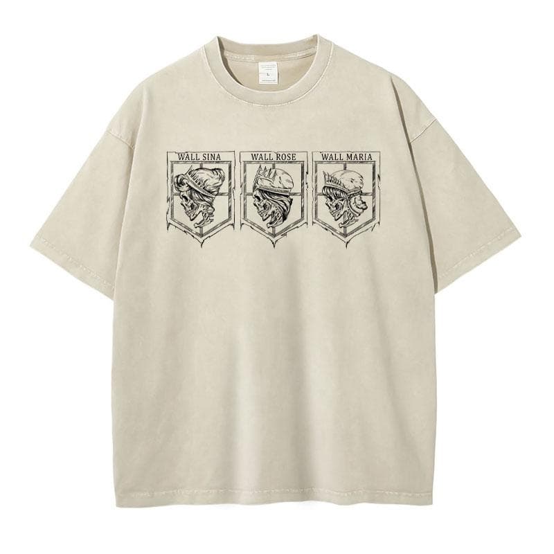 Eren Jaeger T-shirts Vintage Washed Anime T-Titan A-Attack T Shirt Manga Shingeki no Kyojin Levi Mikasa 2XL
