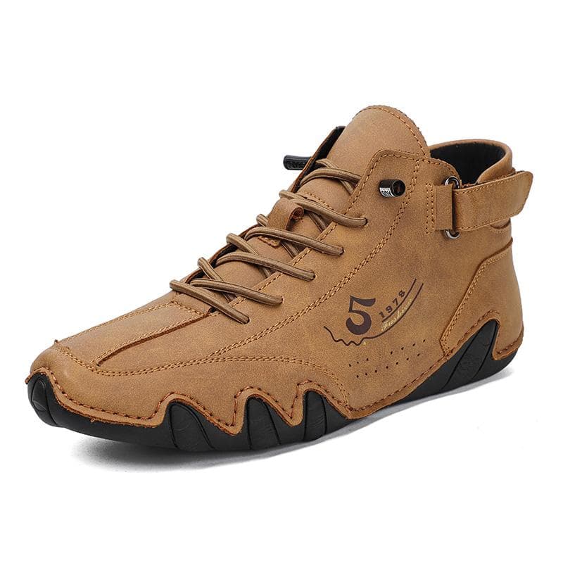 Handmade Autumn Men's Casual Boots Large Size Driving Car Boots Handmade Sewing Ankle Boots 49 brown