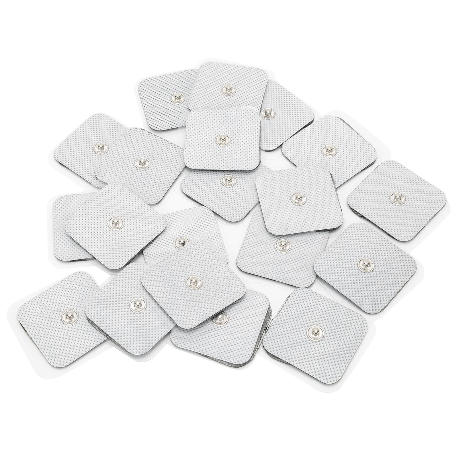 20pcs NonWoven Button Electrode Pad for TENs EMS Massage Therapy Machine 4 x 4cm white