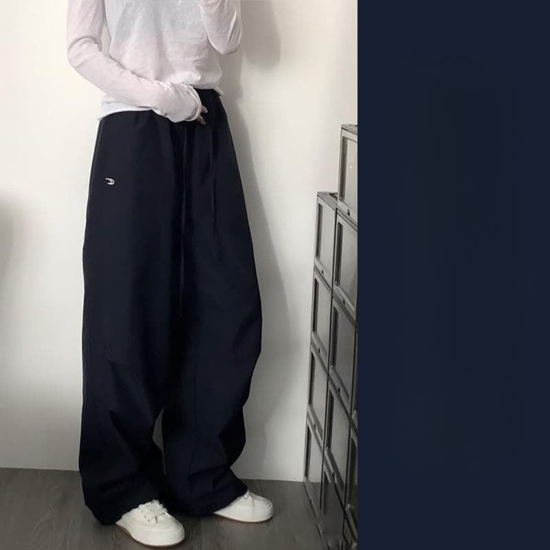Retro Work Pants for Women Casual Sports Pants Loose Lazy Style Wide-leg Pants Parachute Trousers XL