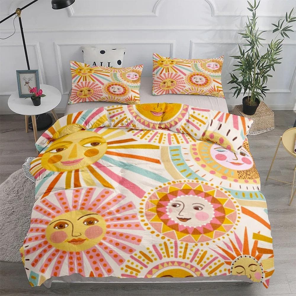 Vintage Moon And Stars Duvet Cover Set King Queen Double Full Twin Single Size Bed Linen Set EU single(135x200cm)
