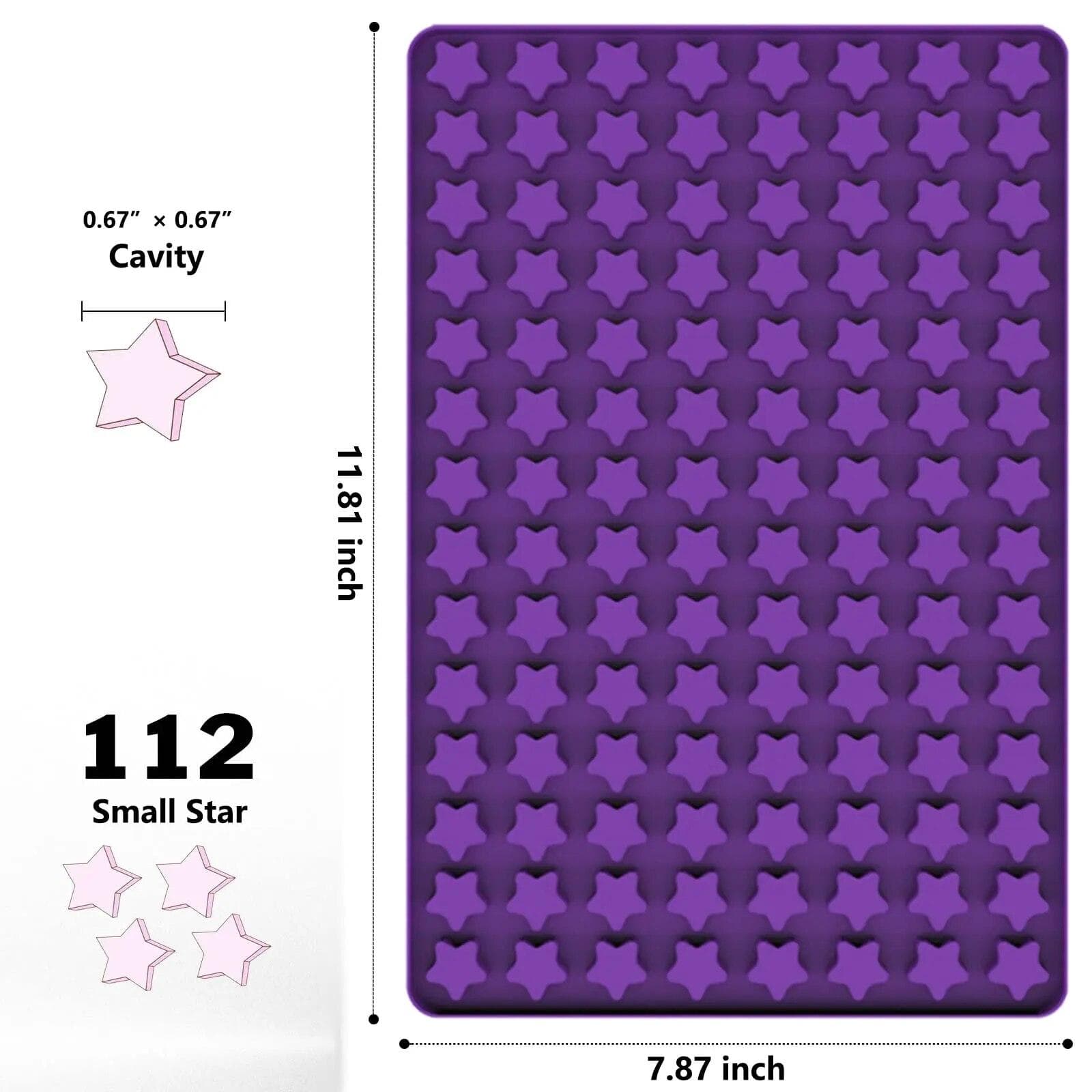 Silicone Mold Jelly Non-Stick Gummy Mold Cake Decorating 112 Cavity Mini Star Mold Soap purple