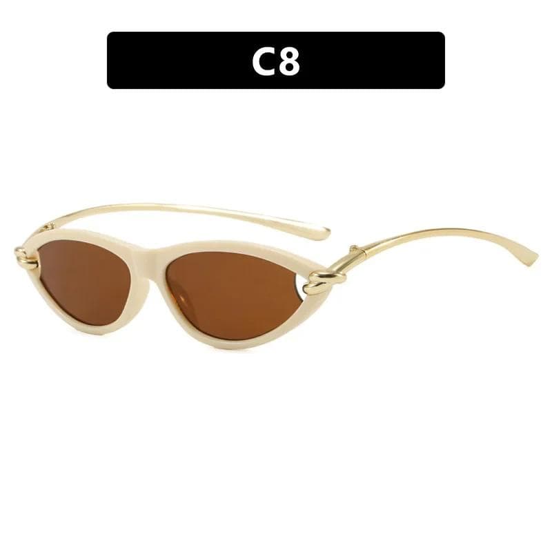 New Women Cat Eye Sunglasses UV400 Protection Metal Frame Fashion Shades for Stage Show 1PC
