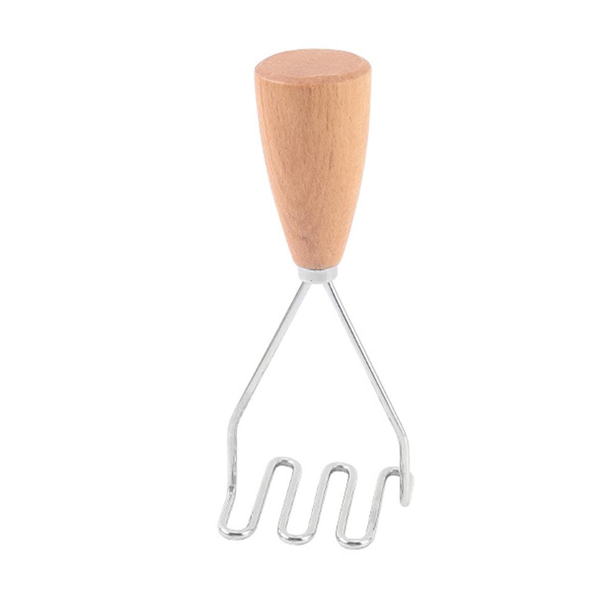 Potato Smasher, 430 Stainless Steel Potato Masher Tool with Wooden Handle, Vegetable Masher for Cooking Kitchen Gadget