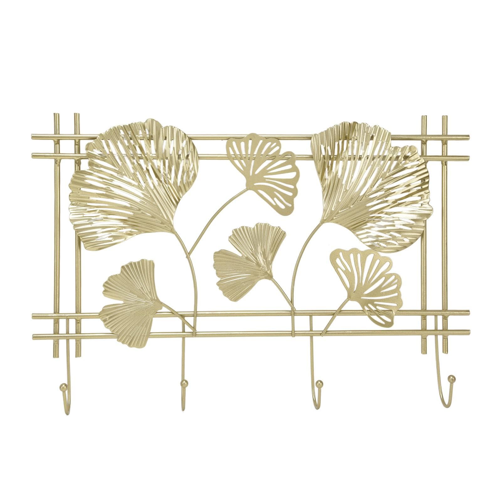 Wall Coat Rack Gingko Leef Design Premium Metal Sturdy Durable Elegant Style Fashionable Wall