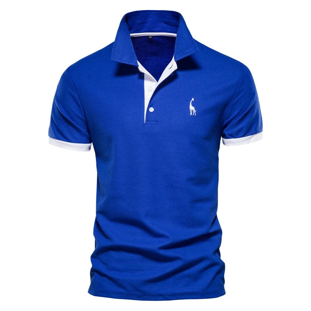 Summer Short-sleeved T-shirt Men's Polo Business Casual Polo Shirt Men's Slim Fashion Men's Polo Cotton High-quality T-shirt Simple Outdoor M blue