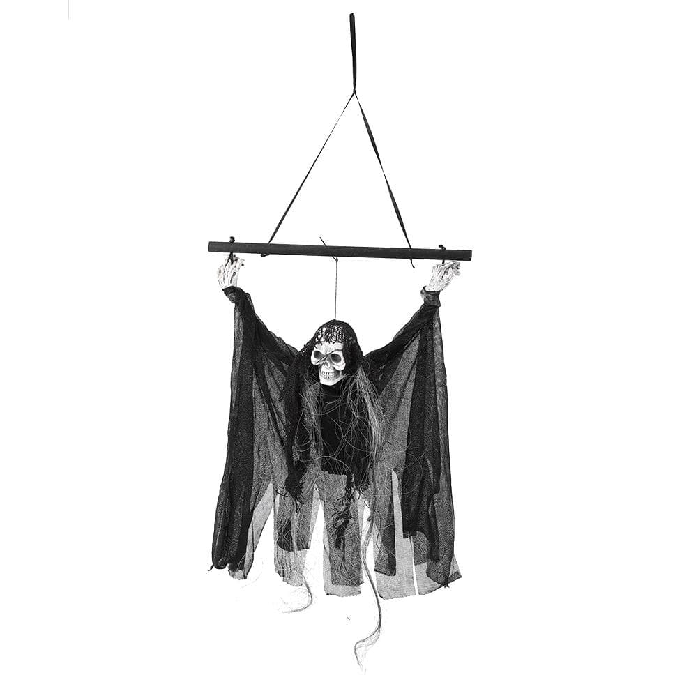 Scary Hanging Skull Decor Sound Control Decoration Ornament Flash Red Light for Halloween