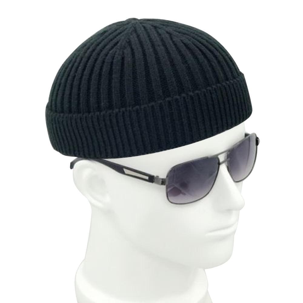 Men Fashion Winter Warm Knitted Hat Brimless Cap Skullcap Accessories black