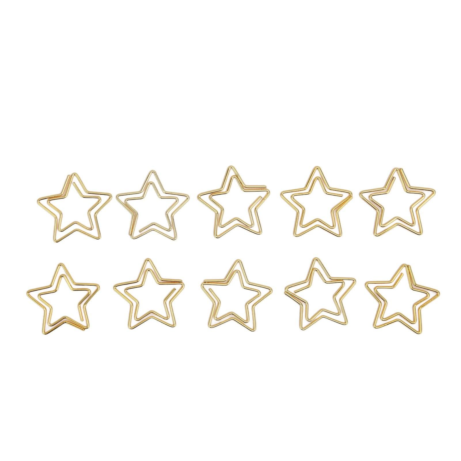 100pcs Star Paper Clips Skid Resistance Plating Process Rust Resistant Cute Paperclips for Office