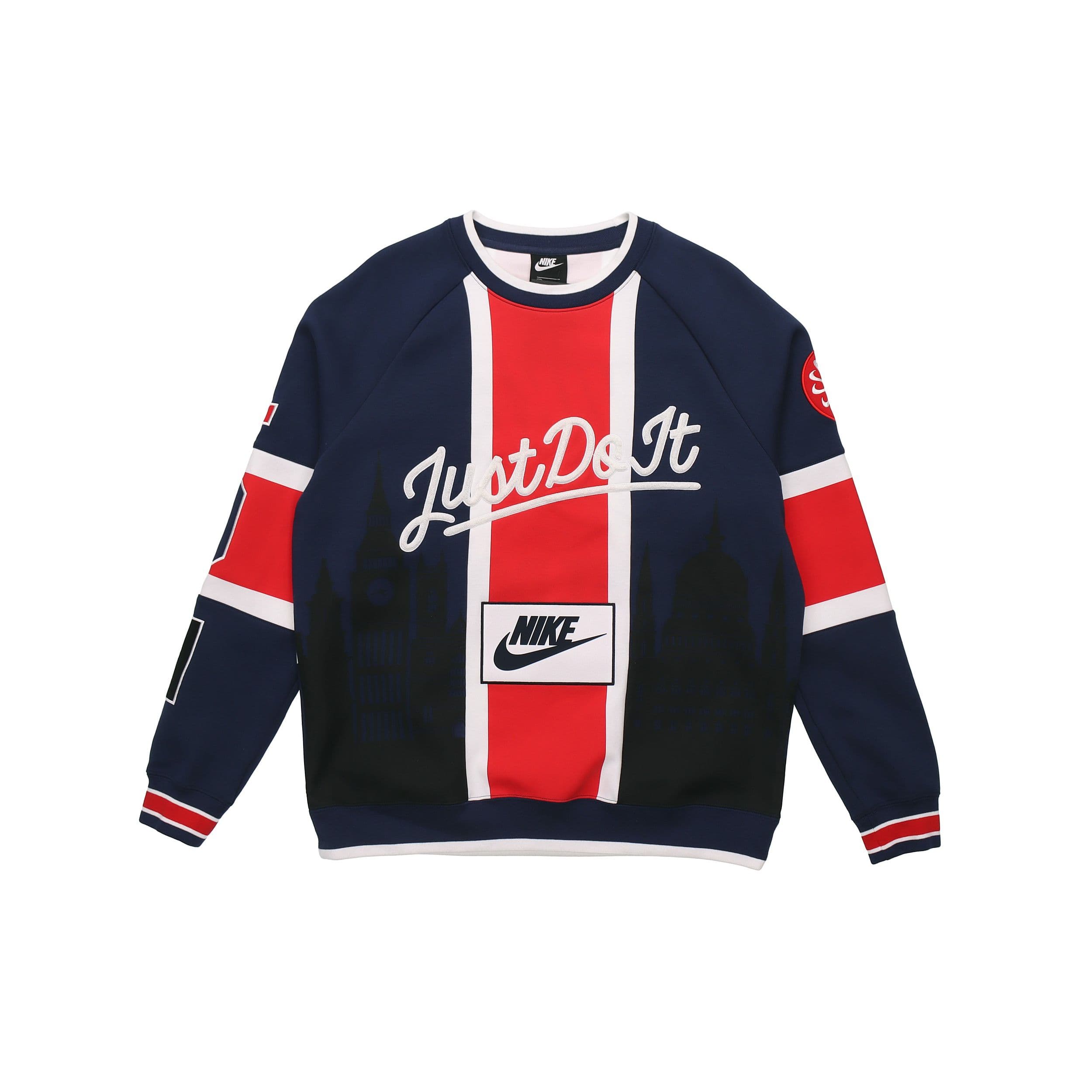 Nike City Edition London Patchwork Hoodie Men Tops Red Blue AR1993-410 L