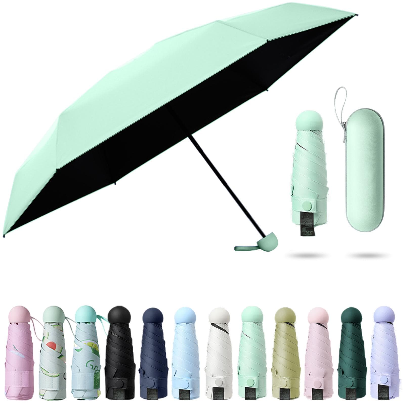 Sun Umbrella Folded Ultra-light Six-bone With Box Sun Protection UV Protection Sun Shade Sunshine light green