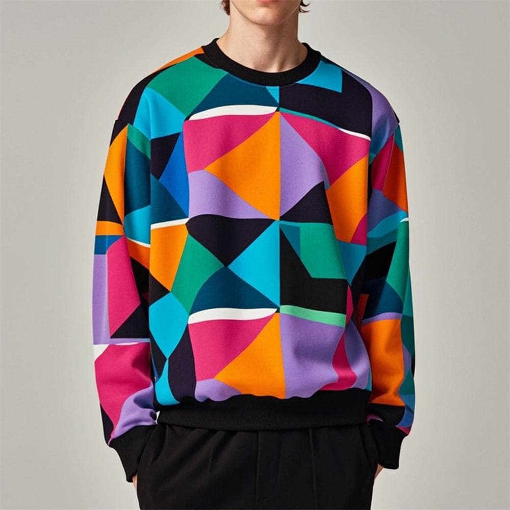 Autumn Pullover Sweatshirt For Men Geometry Graphic Print Long Sleeve Tops Oversized O-Neck Golf Pullover Casual Male Sweatshirt 6XL