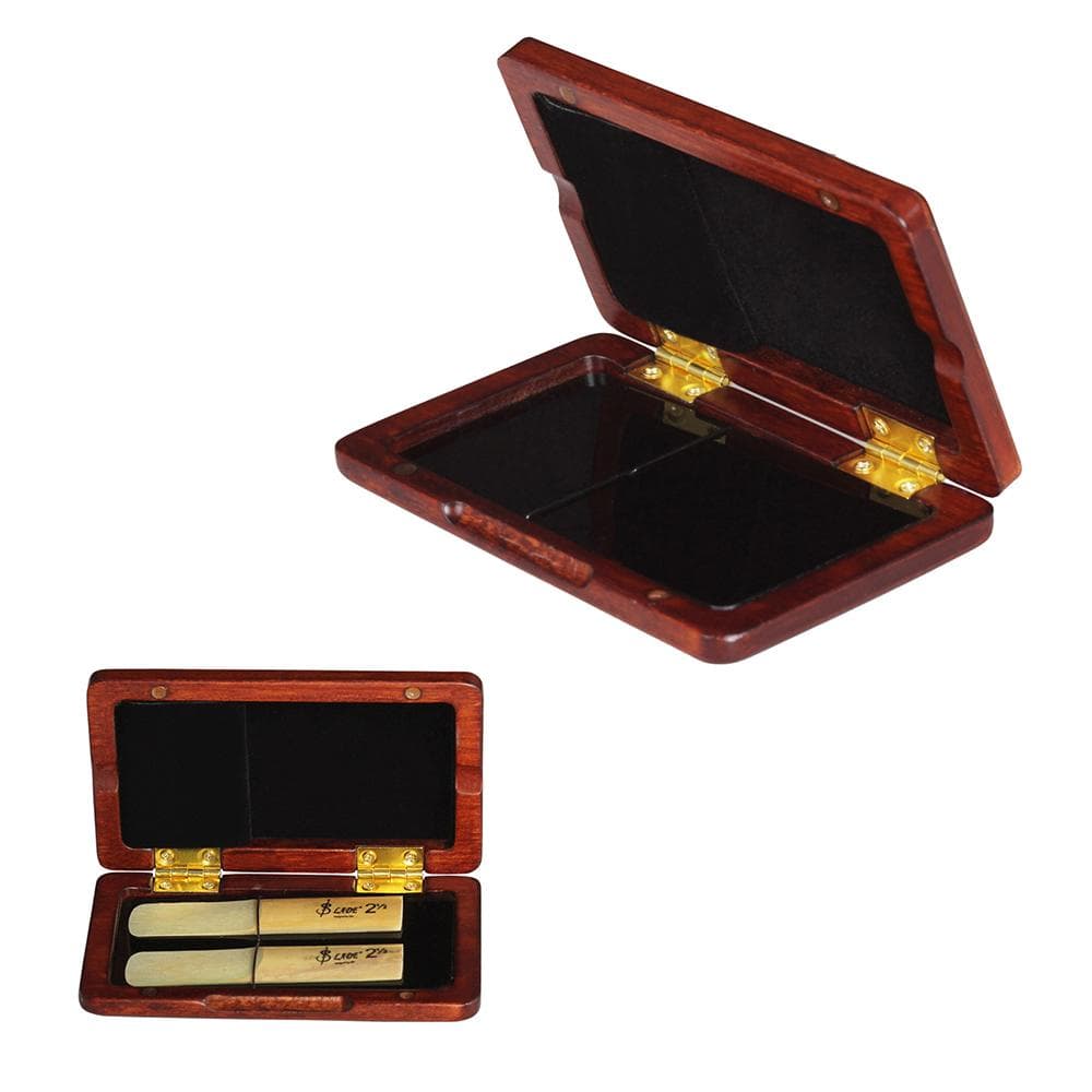 Solid Wood Reed Case Wooden Holder Box for Tenor/ Alto/ Soprano Saxophone Clarinet Reeds, 2pcs Mahogany