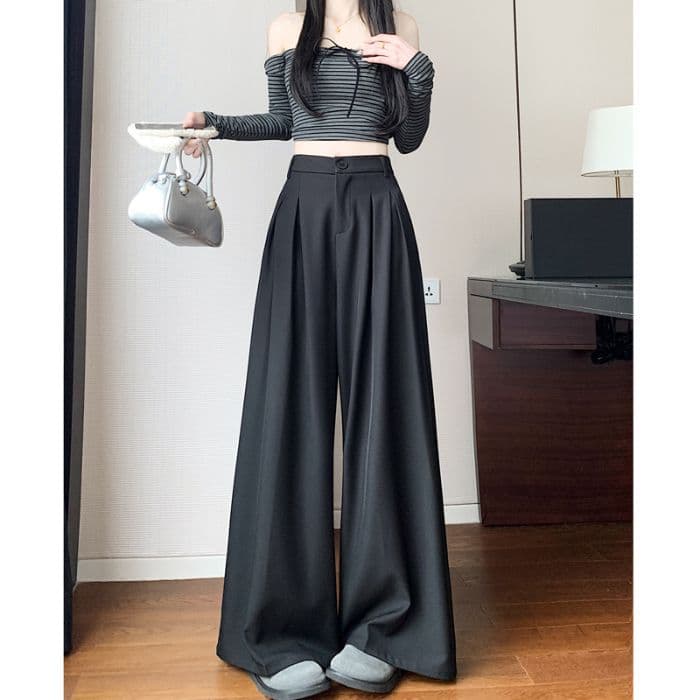 Versatile Suit Wide-leg Pants for Women In Summer New Style High-end Draped Loose Small Casual Straight-leg Pants Skirt M