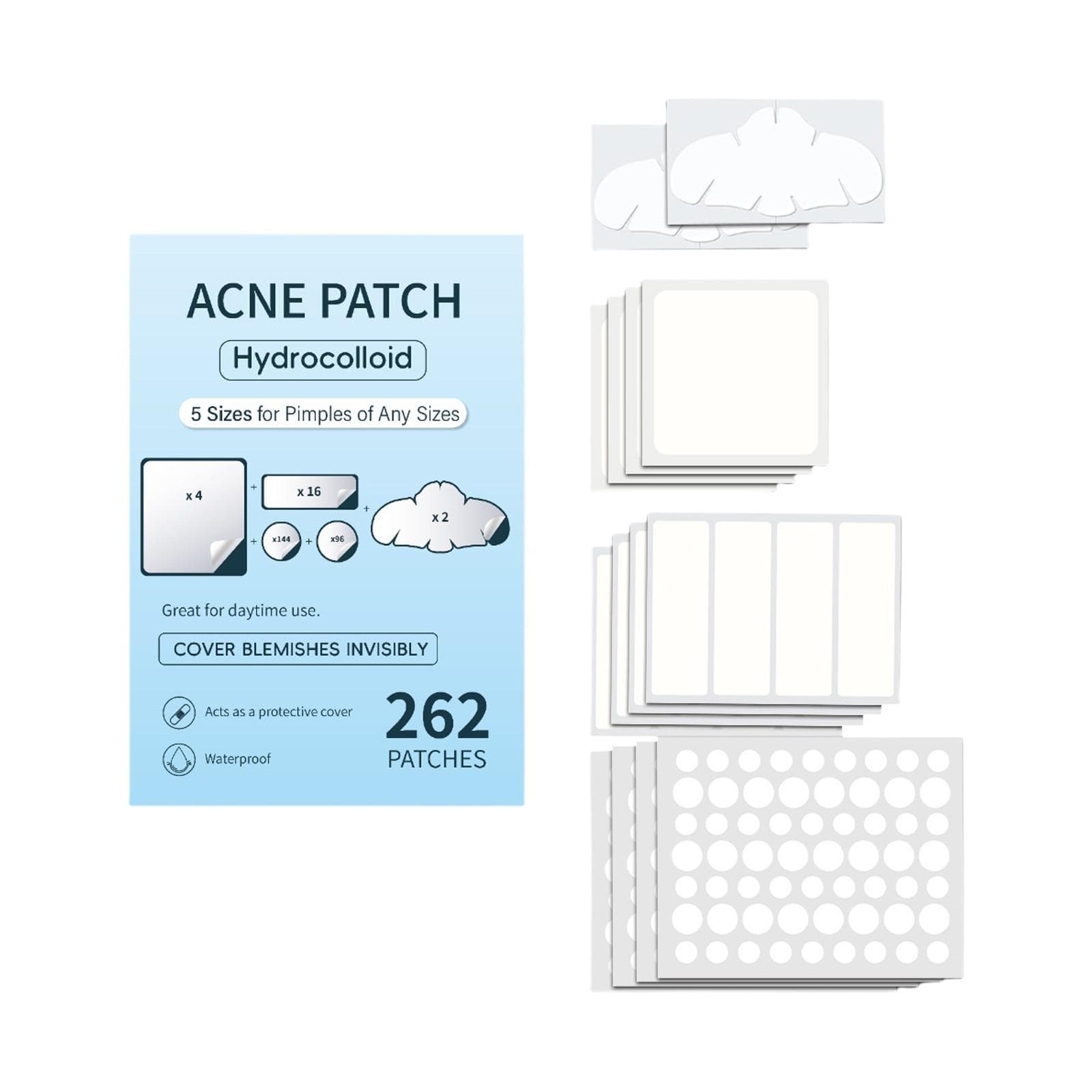Acne Patch Large Capacity Pimple Patches, Cute Zit Covers,Hydrocolloid Acne Patches With Hyaluronic Sour 262pcs One Size blue