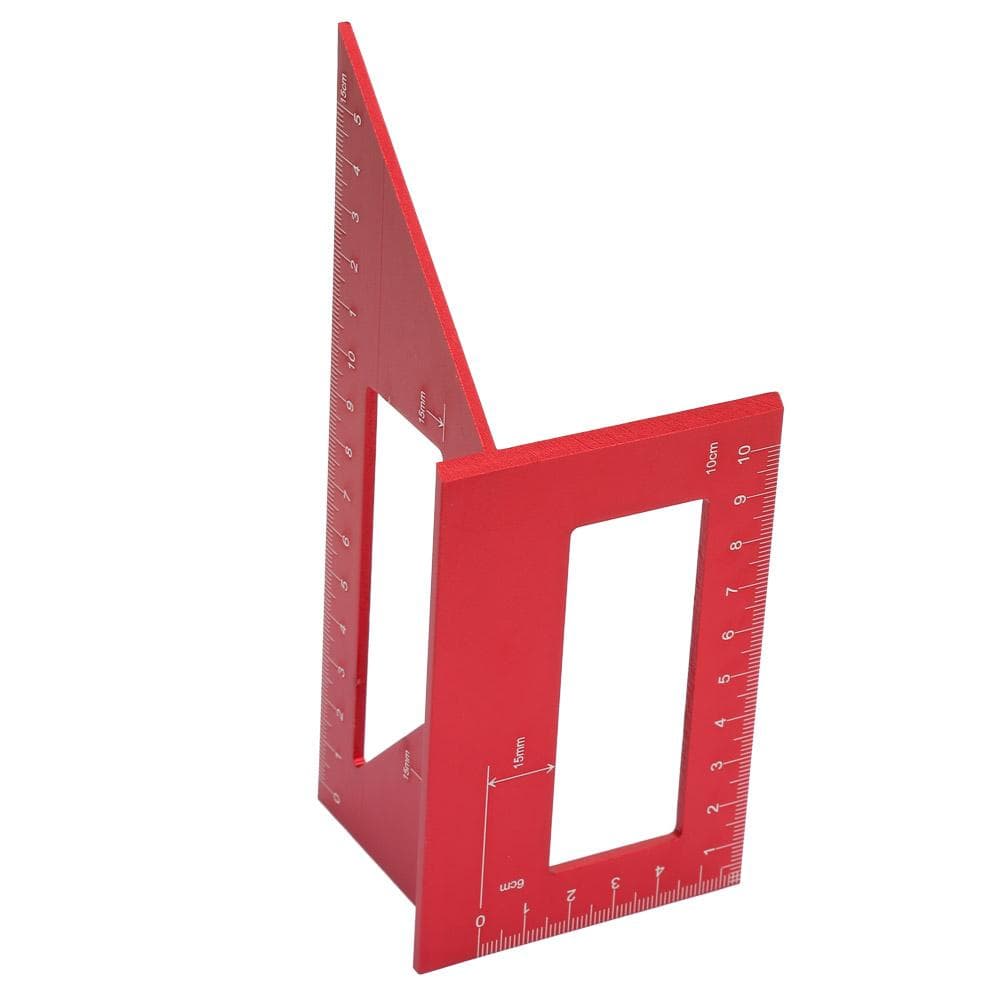 4590 Degree Multifunctional Aluminum Alloy Angle Ruler Marking Gauge Woodworking Tool (Red)