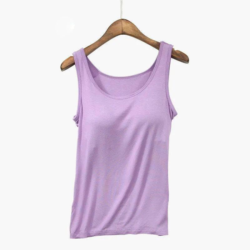 Summer Plus Size Casual Modal Women Camisole with Chest Pad Female Loose Bottoming Sleeveless Vest Tank Top 3XL purple