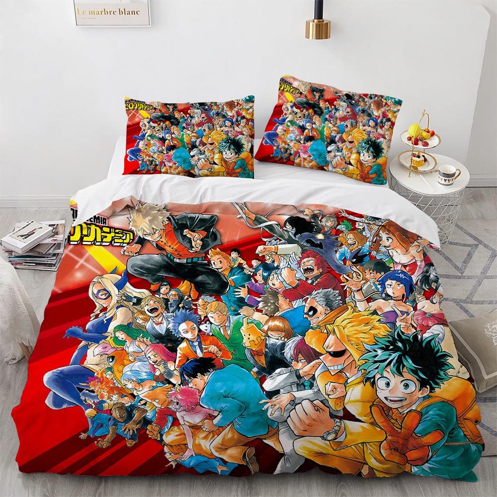 New Anime My Hero Academy Bedding Set Anime Characters Duvet Cover 3D Cartoon Polyester Quilt Cover Queen King Size Kids Boys 70x133cm 2pcs
