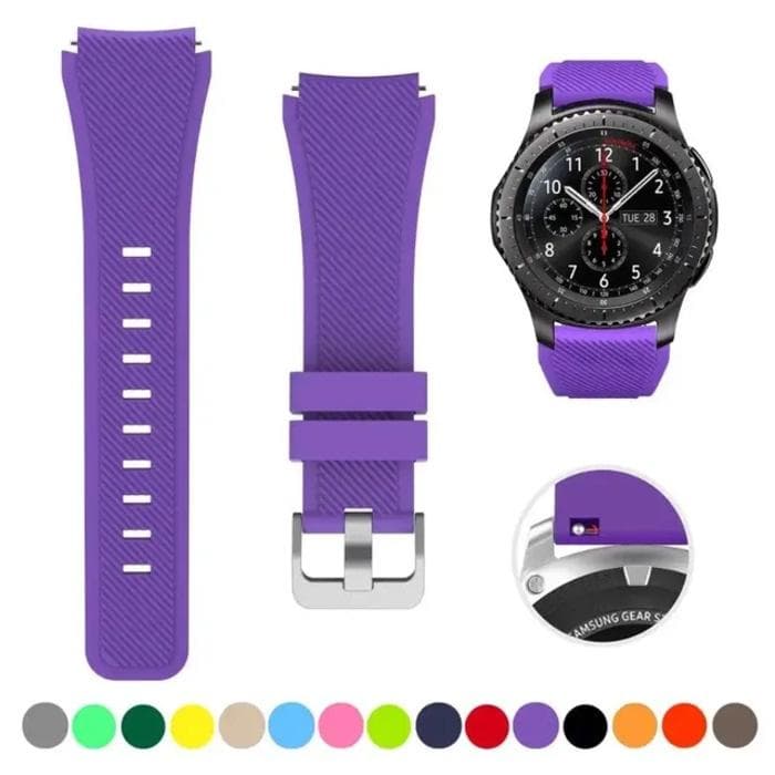20mm 22mm Band For Samsung Galaxy Watch 3 4 5 6 46mm 42mm Gear S3/ Sport Active 2 Silicone Bracelet For Huawei GT 4 3 2/2e Strap 20mm purple
