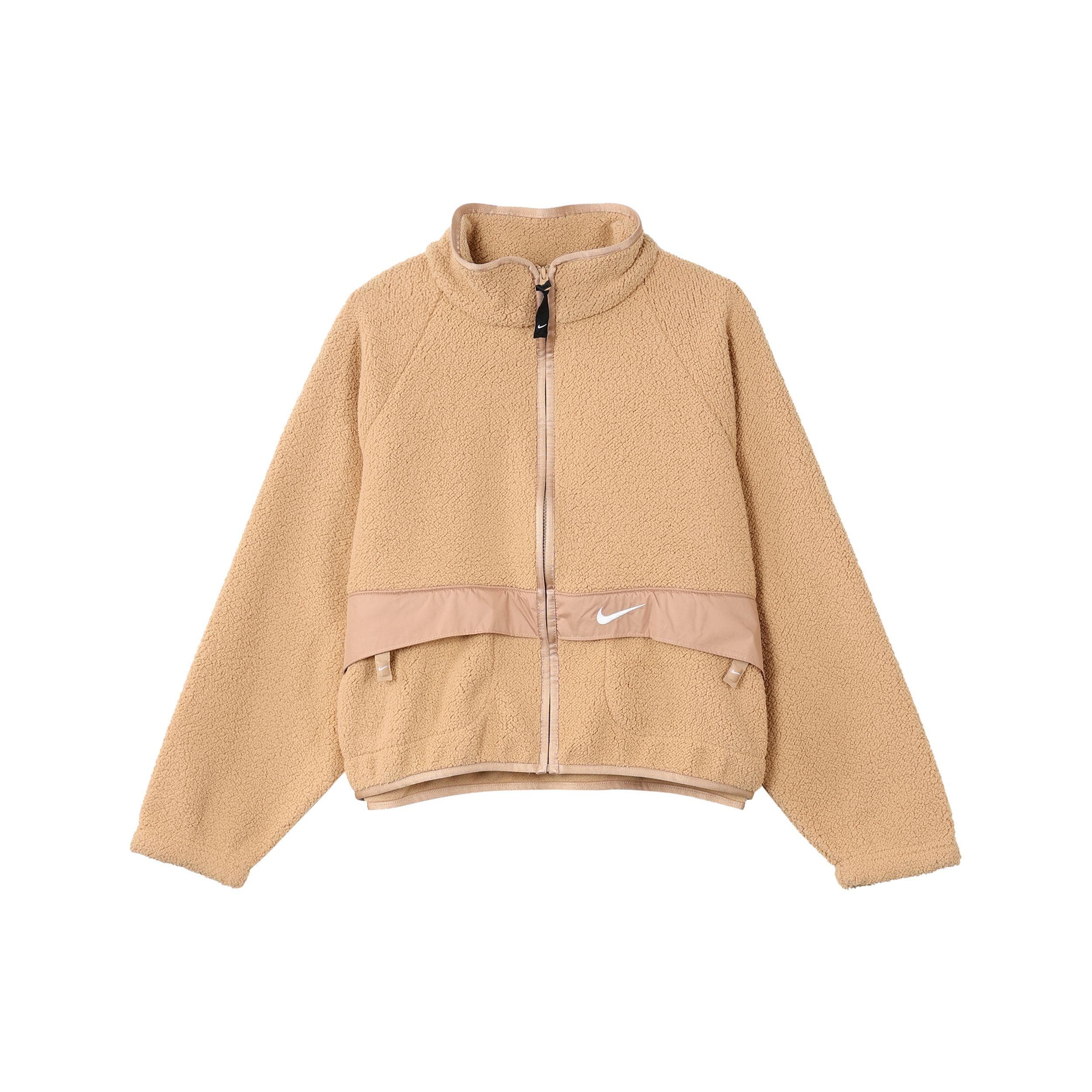 Nike Fleece-Lined Funnel Neck Jacket With Logo Print Women Jacket Maize DO7761-200 S