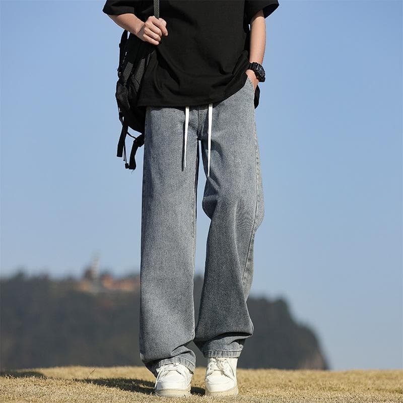 Jeans Men's Spring and Autumn Loose Versatile Casual Pants Men's Teen American Retro Washing Trousers 3XL