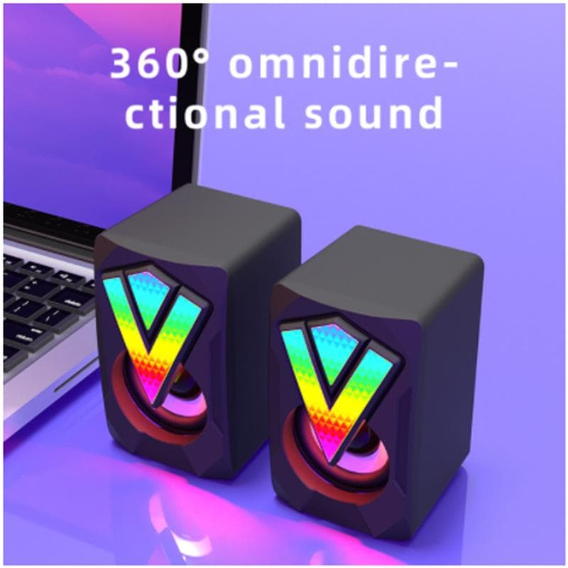Gaming Speakers Computer Speaker USB Driver Free o 3.5mm AUX Input Portable RGB Illumination black