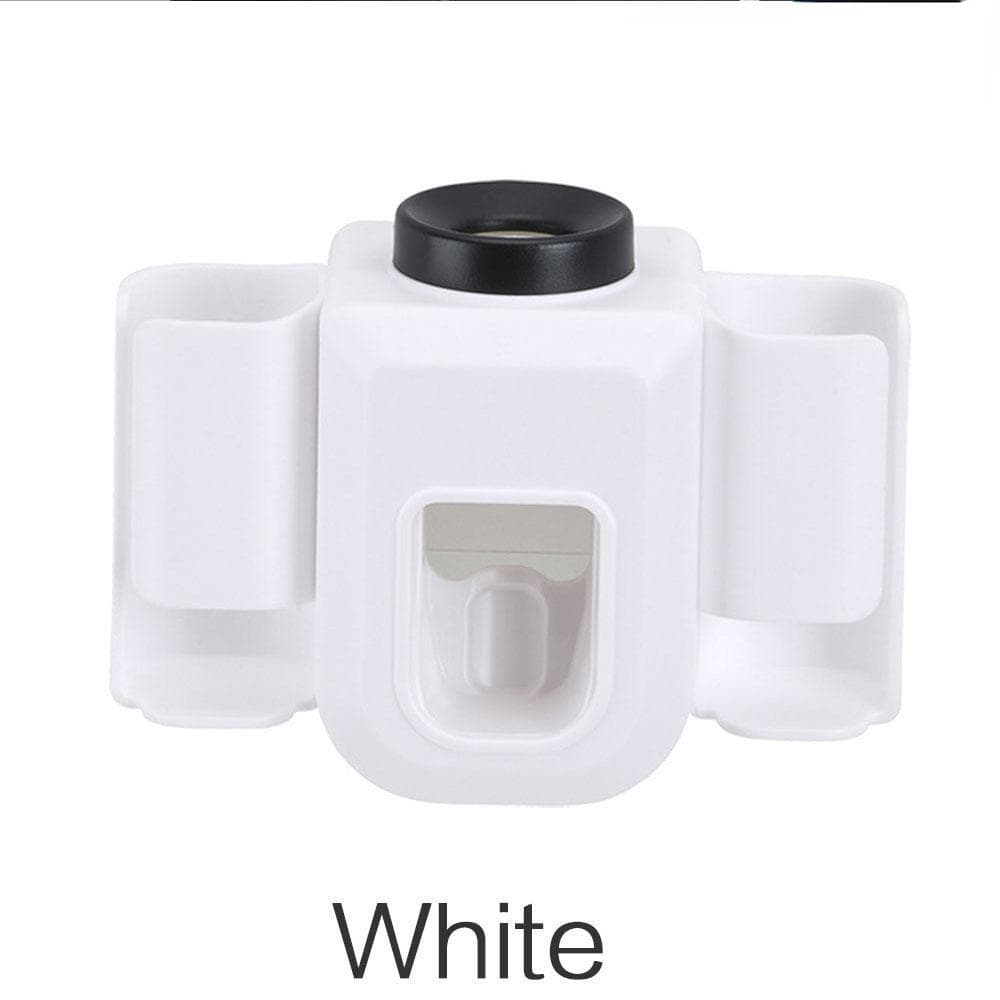 1Pcs  Wall Mount Electric Toothbrush Holder Double Hole Automatic Toothpaste Dispenser Bathroom Accessories Waterproof Toothpaste Squeezer white