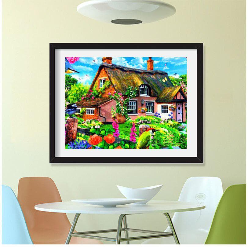 Diamond Embroidery Dream House Diy Diamond PaintingRound Drill Rhinestone Pasted Full Crafts 20X30CM