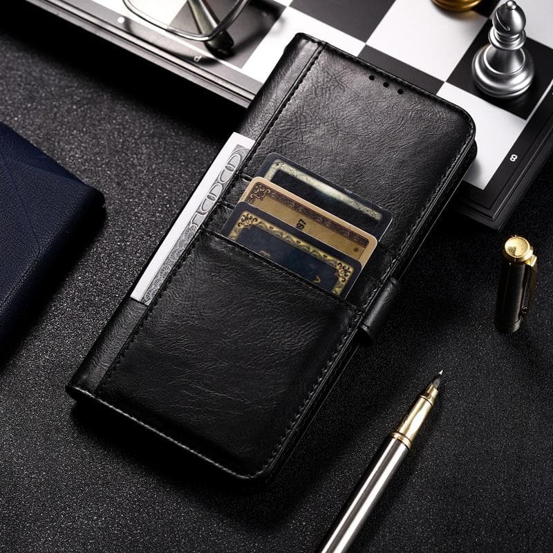 6 Card Slots Wallet Case for Samsung S24 S23 FE S22 S21 S20 Ultra A54 A53 A34 A15 A24 A14 A55 A05 A35 Photo Frame Stand Magnetic Flip PU Leather Cover Samsung A51 4G/M40S 4G black
