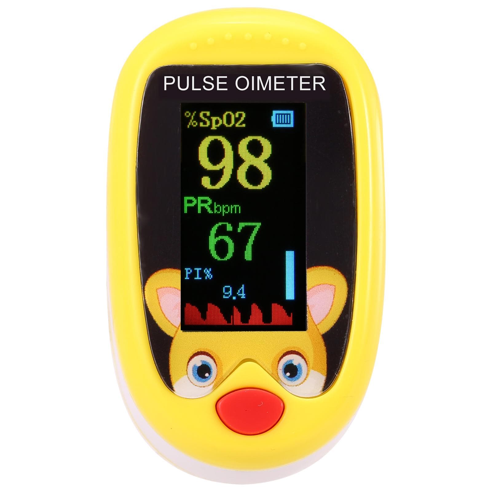 Children Pulse Oximeter Fingertrip Mini SpO2 Monitor Oxygen Saturation Monitor Pulse Rate Measuring yellow