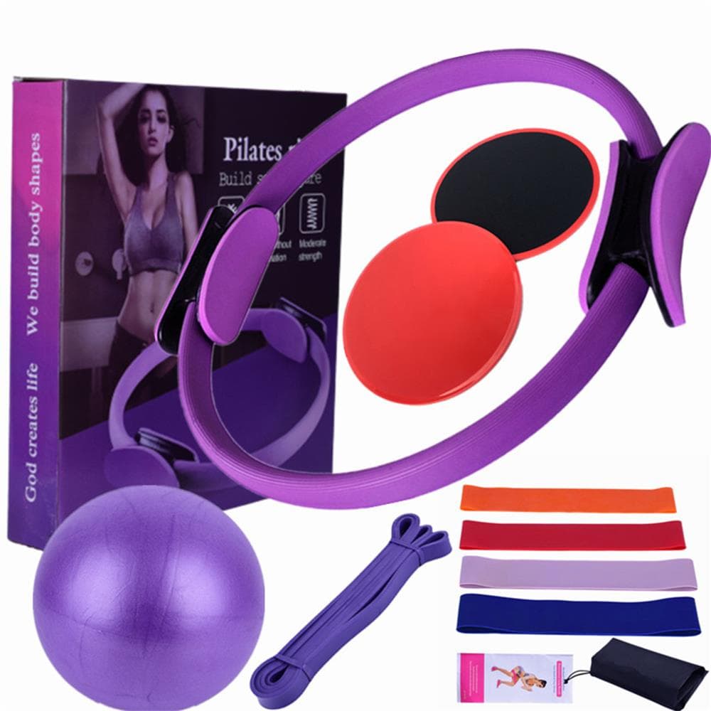 Pilates Equipment for Home Workouts Pilates Ring and Ball Set Resistance Bands & More Perfect for purple