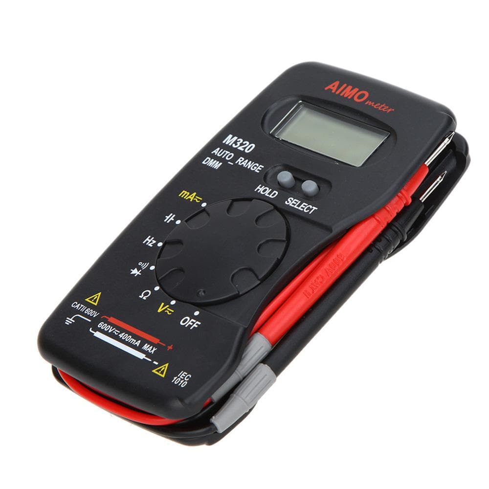 AIMO M320 Pocket Size Handheld LCD Digital Multimeter DMM Frequency Capacitance Measurement Data black