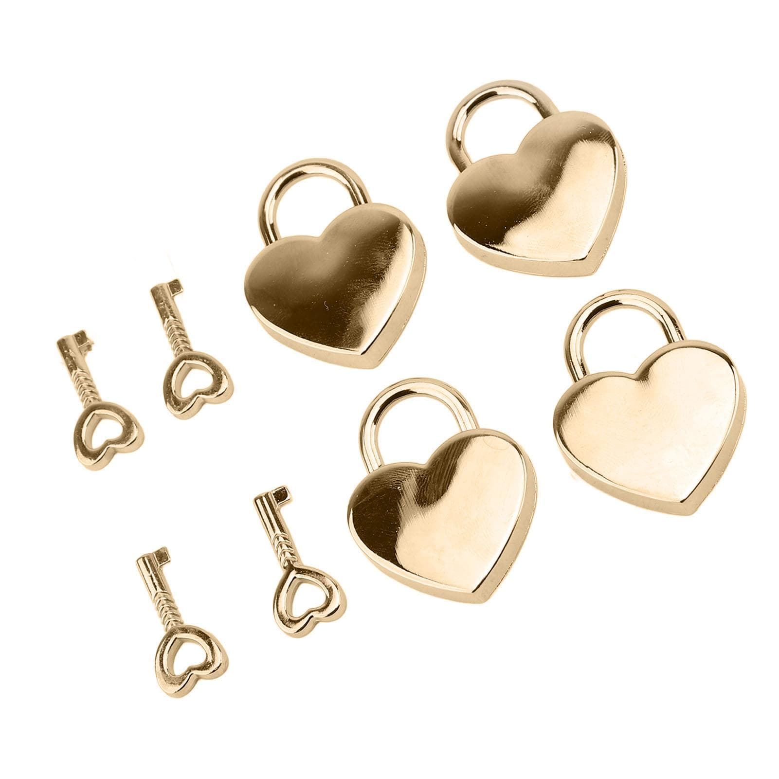 4 Pcs Heart Shaped Padlock Key Set Gold Zinc Alloy Heart Padlock and Key for Treasure Chest Jewelry