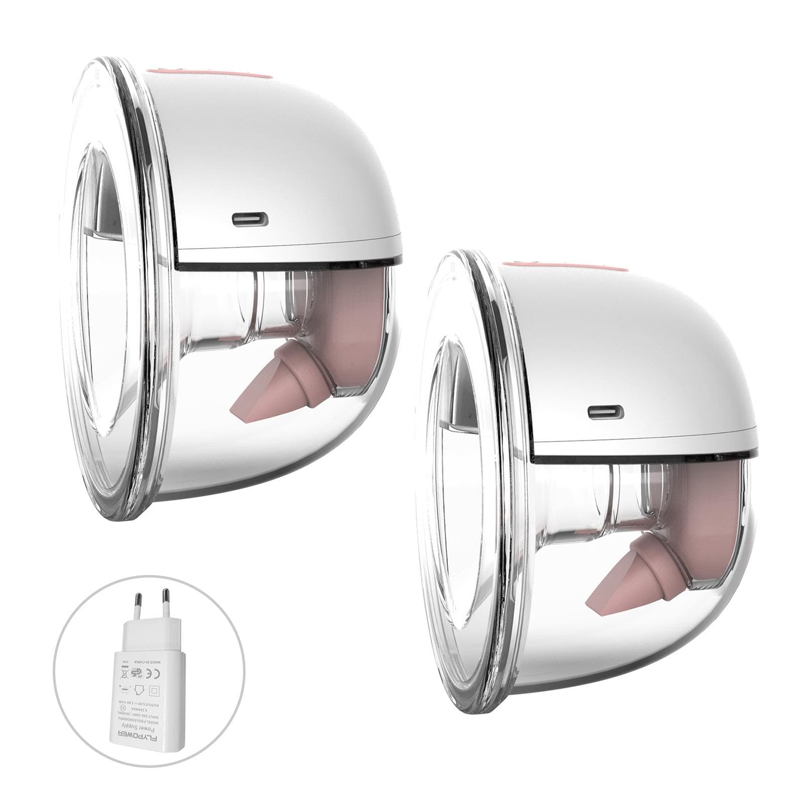 YOUHA YH-7006 2 Packs Wearable Hands Free Electric Breast Pump Silent Invisible Breast Pump 3 Modes 2 packs with 2 24mm 2 28mm flanges EU plug