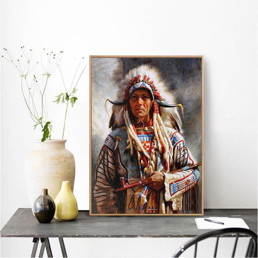 Diamond Embroidery Cross Stitch Full Diamond Mosaic Indian Man 3D DIY Diamond Painting 20X30CM