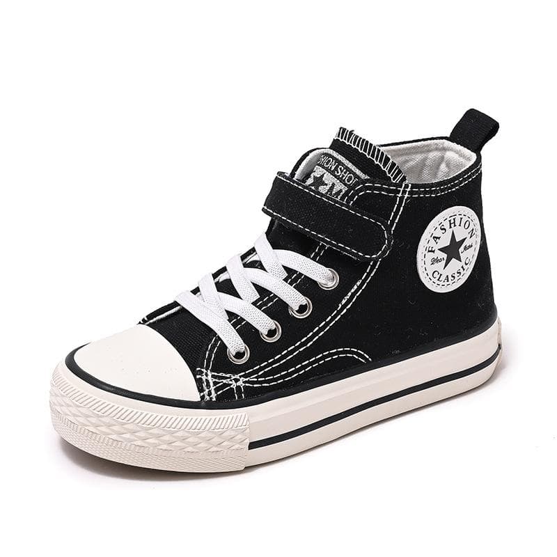 Children's High-Top Canvas Shoes Boy's Cloth Shoes Girls' Sneakers 30 black