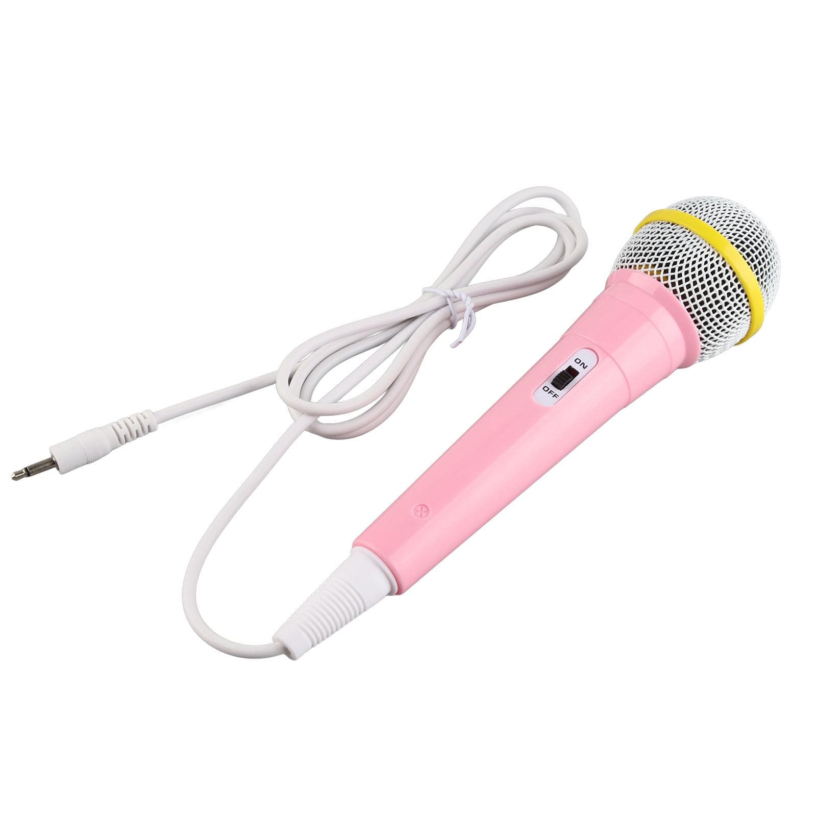Kids Wired Microphone 3.5mm Plug Low Distortion Portable Music Toy Children Singing Mic for Karaoke pink