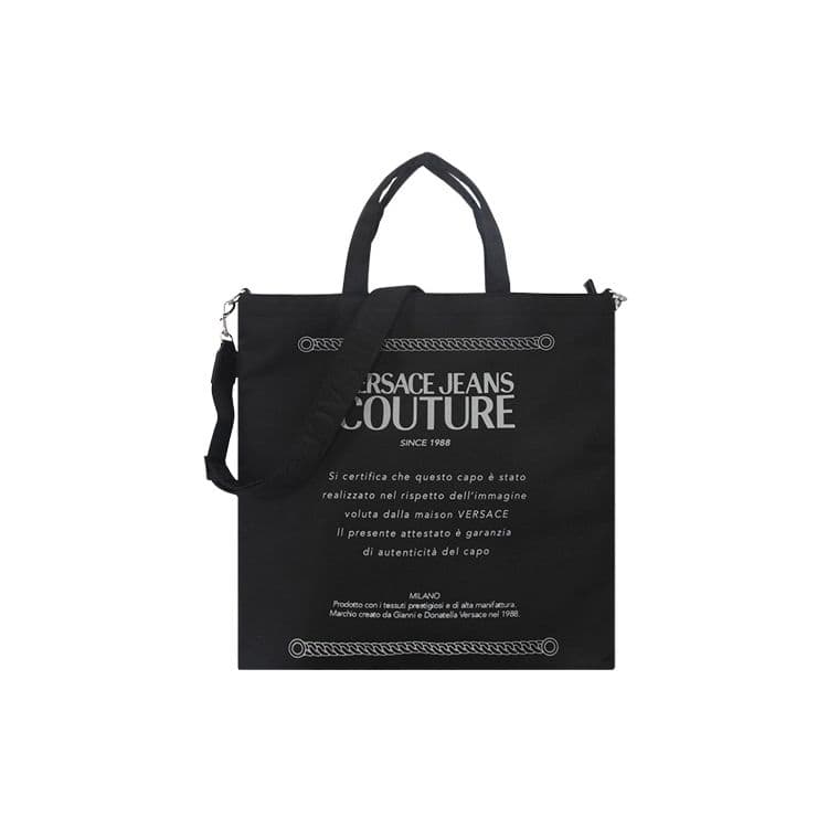 Versace Jeans Couture Letter Logo Nylon Shoulder Tote Bag Men bags Black E1YWAB28-71892-899 Basic Set (Bag+Dust Bag)