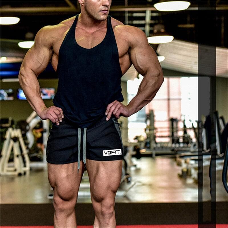 Muscleguys Mens Gyms Shorts Summer Casual Bermuda Beach Shorts Men Sporting Bodybuiding Short Sweatpants Dry Fit Shorts Fitness Clothing XL black