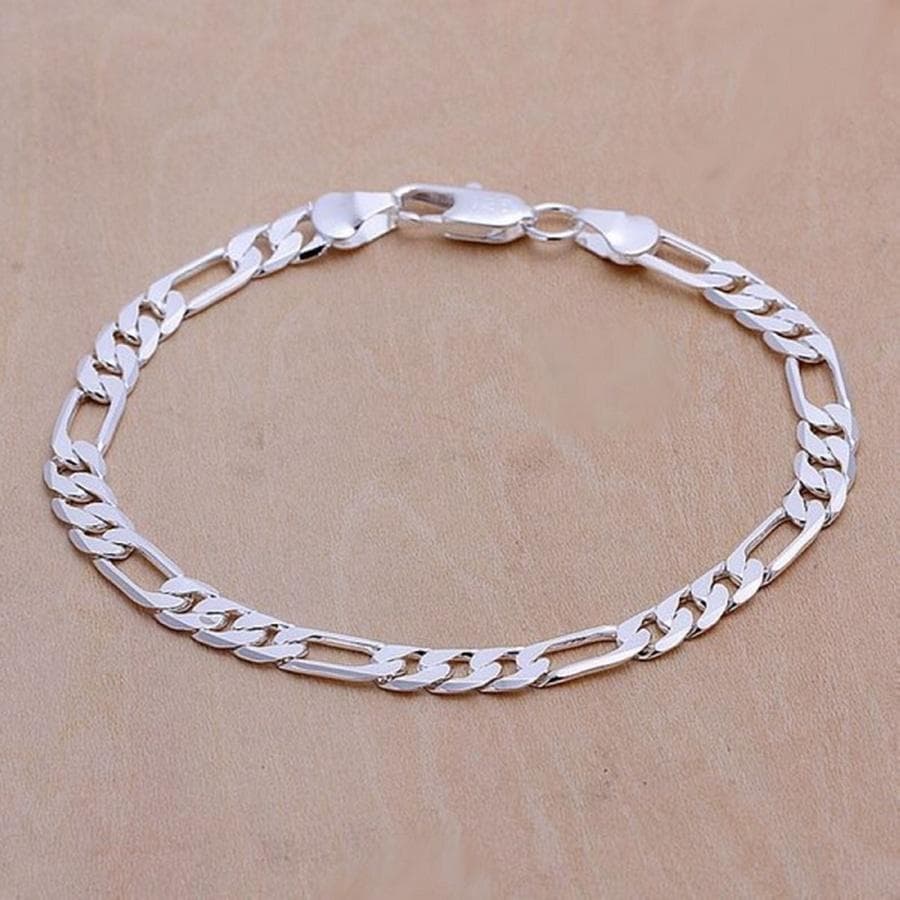 925 Sterling silver Bracelet 6mm chain Wedding nice gift solid for men women Jewelry fashion beautiful Bracelet 20cm 8inch 20cm