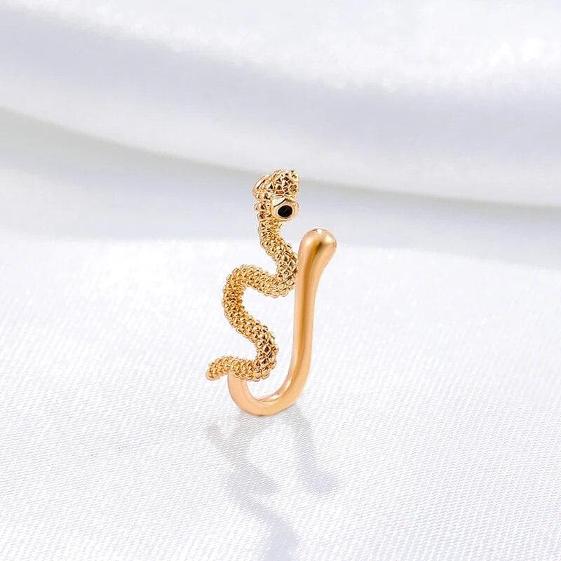 1Pcs Snake Nose Ring For Women Gold Silver Color Non Piercing Stainless Steel Nose Clip Fake Septum Piercing Jewelry gold