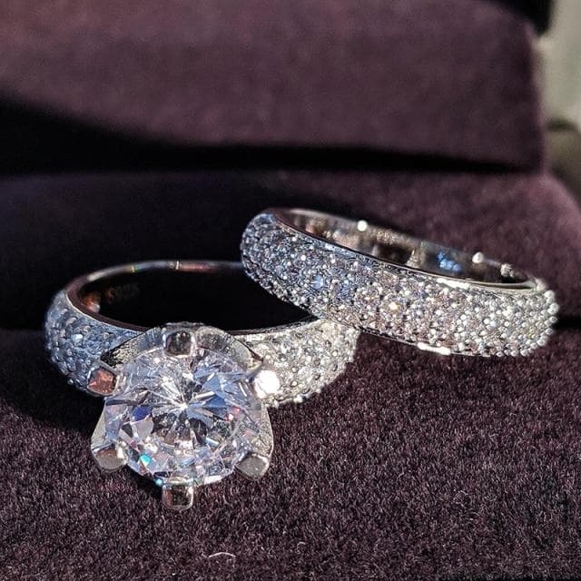 925 Sterling Silver Luxury Bold Big Wedding Rings Set for Bridal Women Engagement African Finger Christmas Gift Jewelry R4428 7