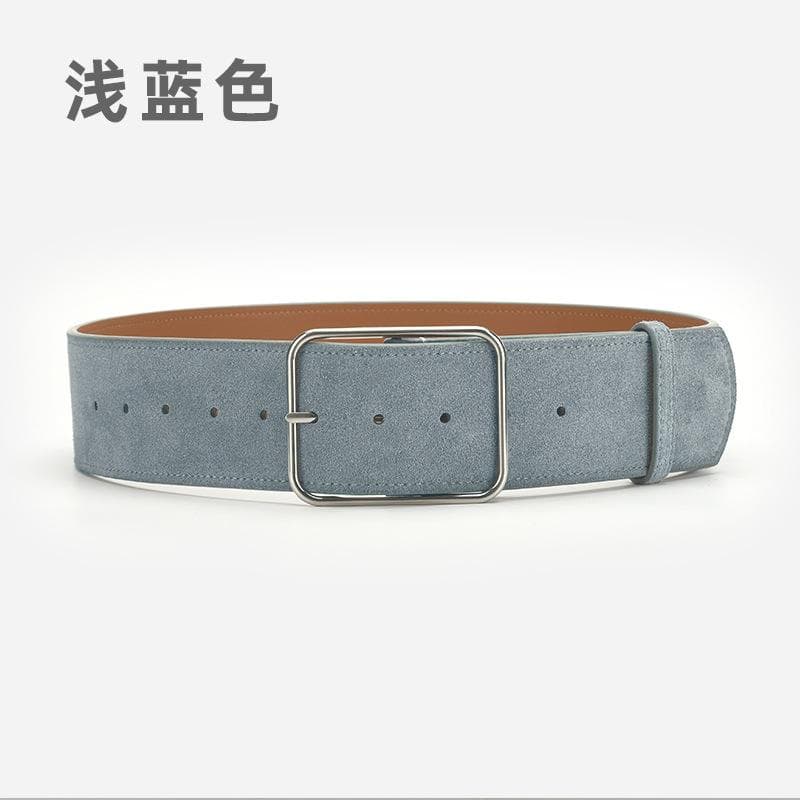 Four Seasons Available New Retro Waist Cover Women'S Needle Buckle Matte Suede Leather Belt With Leather Decoration And Coat Dress Belt 105cm