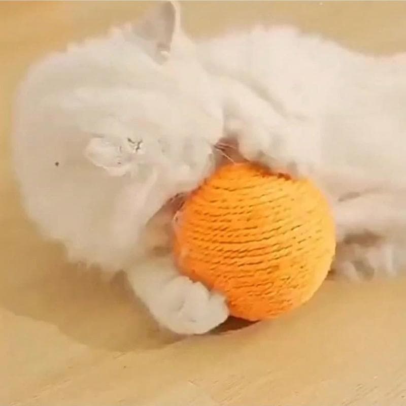 Cat Toys Sisal Ball Self-Entertaining Chew Toy Rattle Ball, Cat Supplies 8CM orange