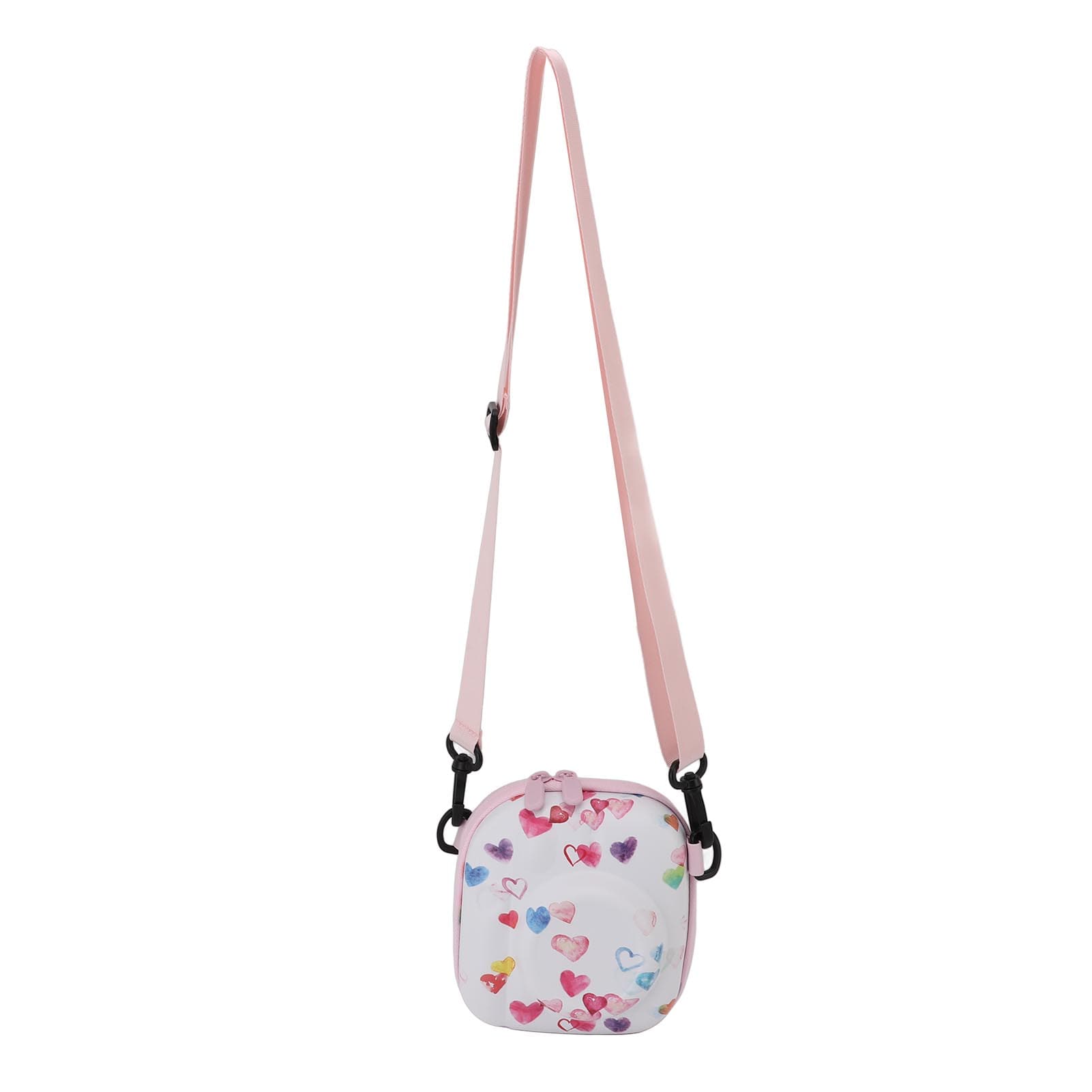 Instant Camera Protective Case Colorful Hearts Pattern Shock Proof Hard Shell Carrying Bag with