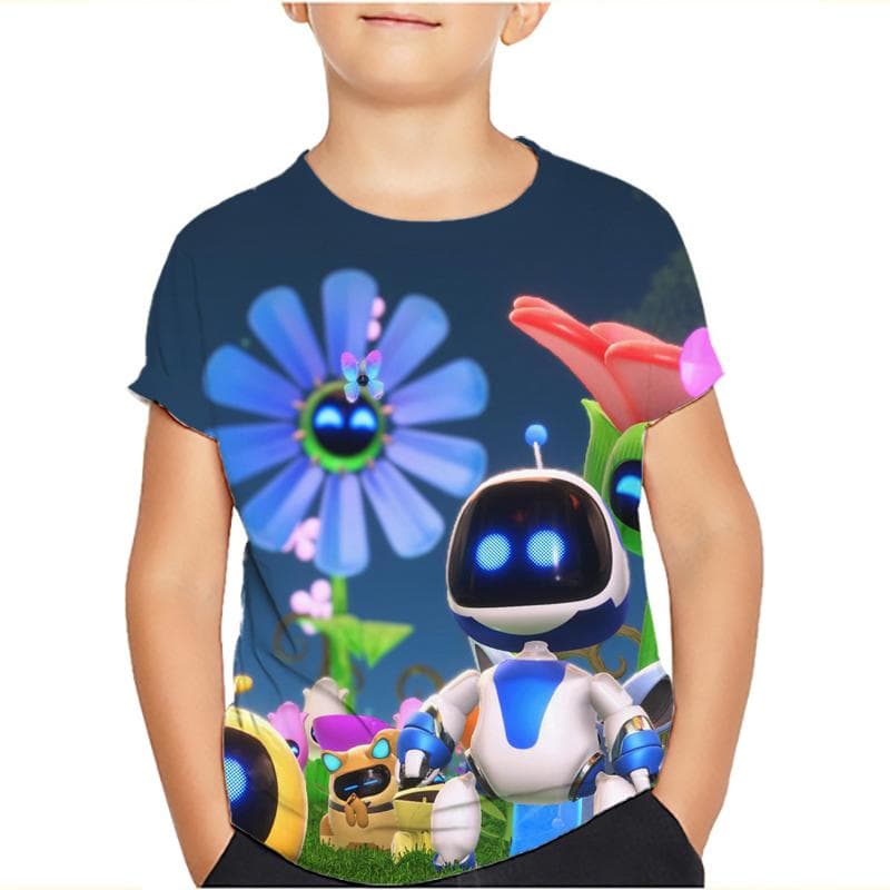 Game Astro Bot 3D Printed Kids T Shirt Children Clothing Harajuku Cartoon Tees Casual Fun Top Clothing Girls Boys Tshirt 2024 110 acid green