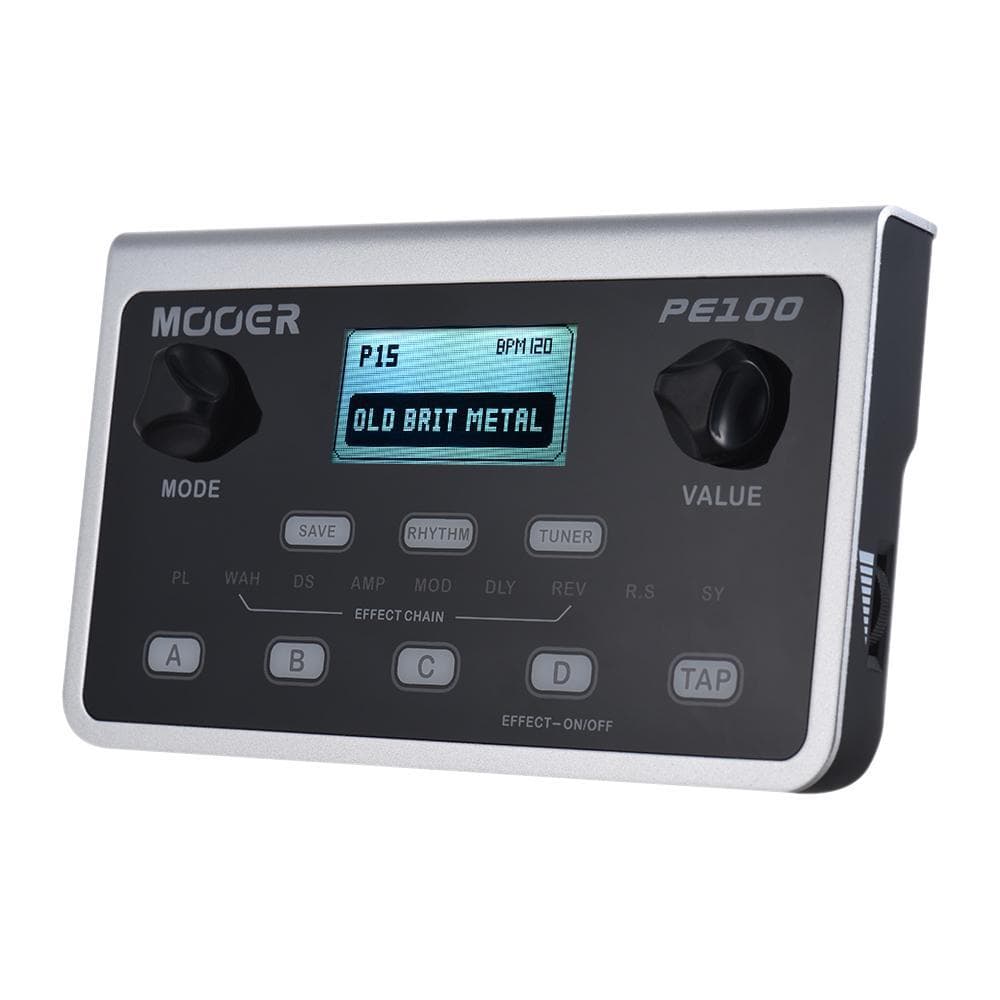 MOOER PE100 Portable Multi-effects Processor Guitar Effect Pedal 39 Effects 40 Drum Patterns 10 UK Plug