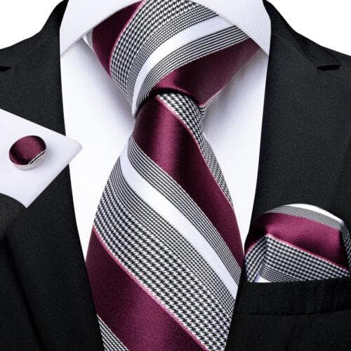 DiBanGu Mens Silk Necktie Set Striped Paisley Solid Tie Pocket Square Cufflinks N-7337