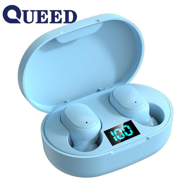 The New Intelligent Number Showed Bluetooth Headset Wireless Sports Mini Headset Stereo -in -ear blue